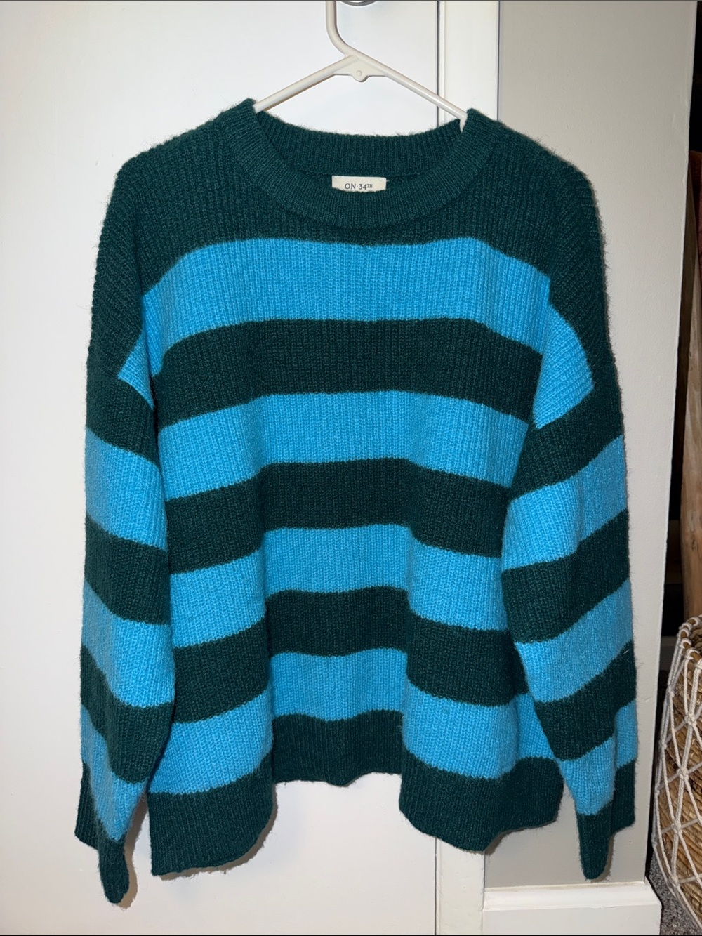 Striped Crewneck Sweater - Blue & Dark Green
